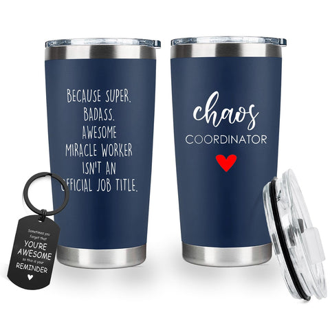 CHICKOR coordinador del caos, vaso aislado blanco, para mantener bebidas a temperatura.