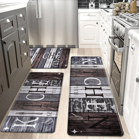 CHICNOOK alfombra PVC para cocina, diseño de tablas de madera, conjunto de 3