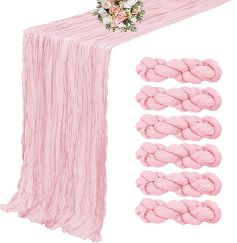 ChicToteDesigns: camino de mesa gasa rosa claro para decorar mesas con estilo boho.