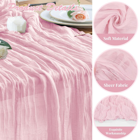 ChicToteDesigns: camino de mesa rosa claro, drapeado suave para bodas y fiestas.