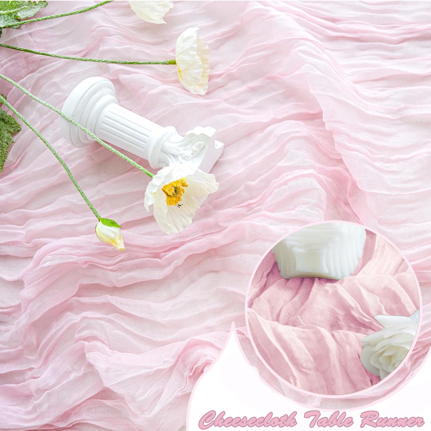 ChicToteDesigns: camino de mesa rosado ideal para drapeados y sillas decorativas.