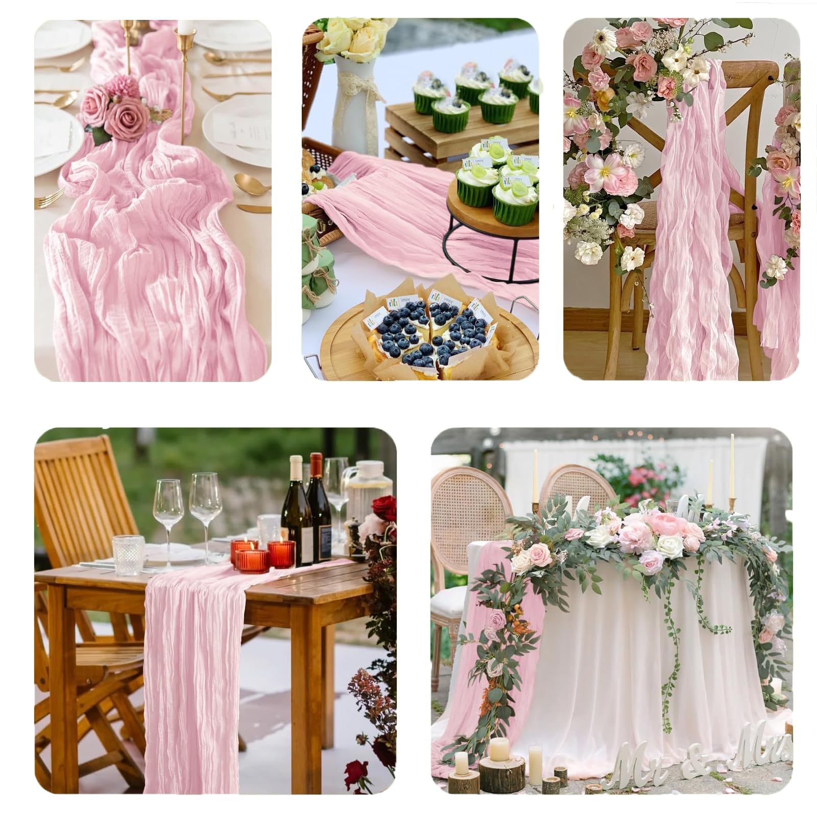 ChicToteDesigns: conjunto de caminos de mesa rosa versátil para mesas y fondos.