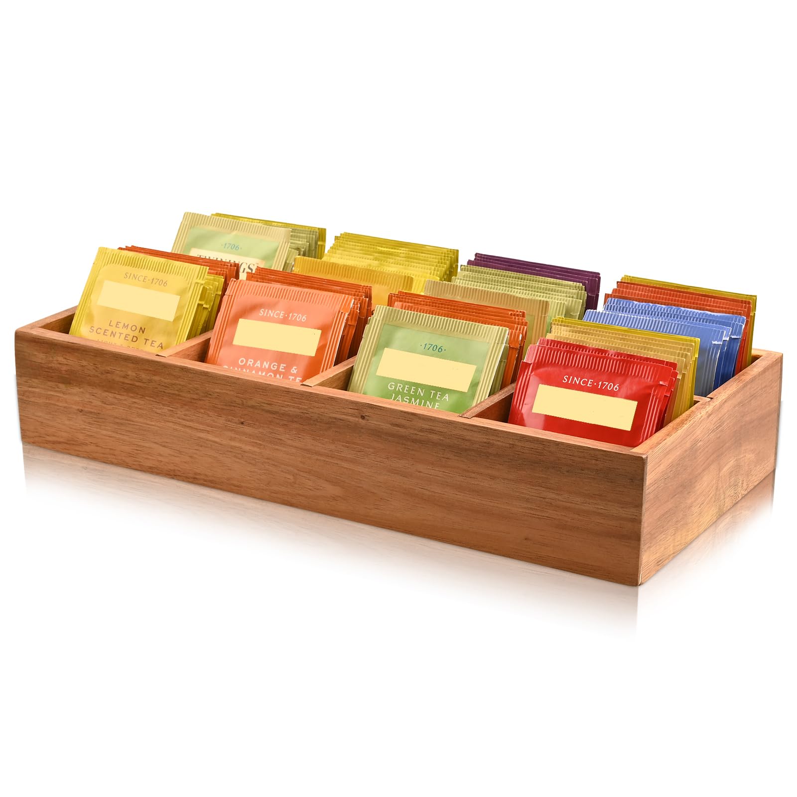 Chicvilla organizador de bolsitas de té en acacia para ordenar sabores con facilidad