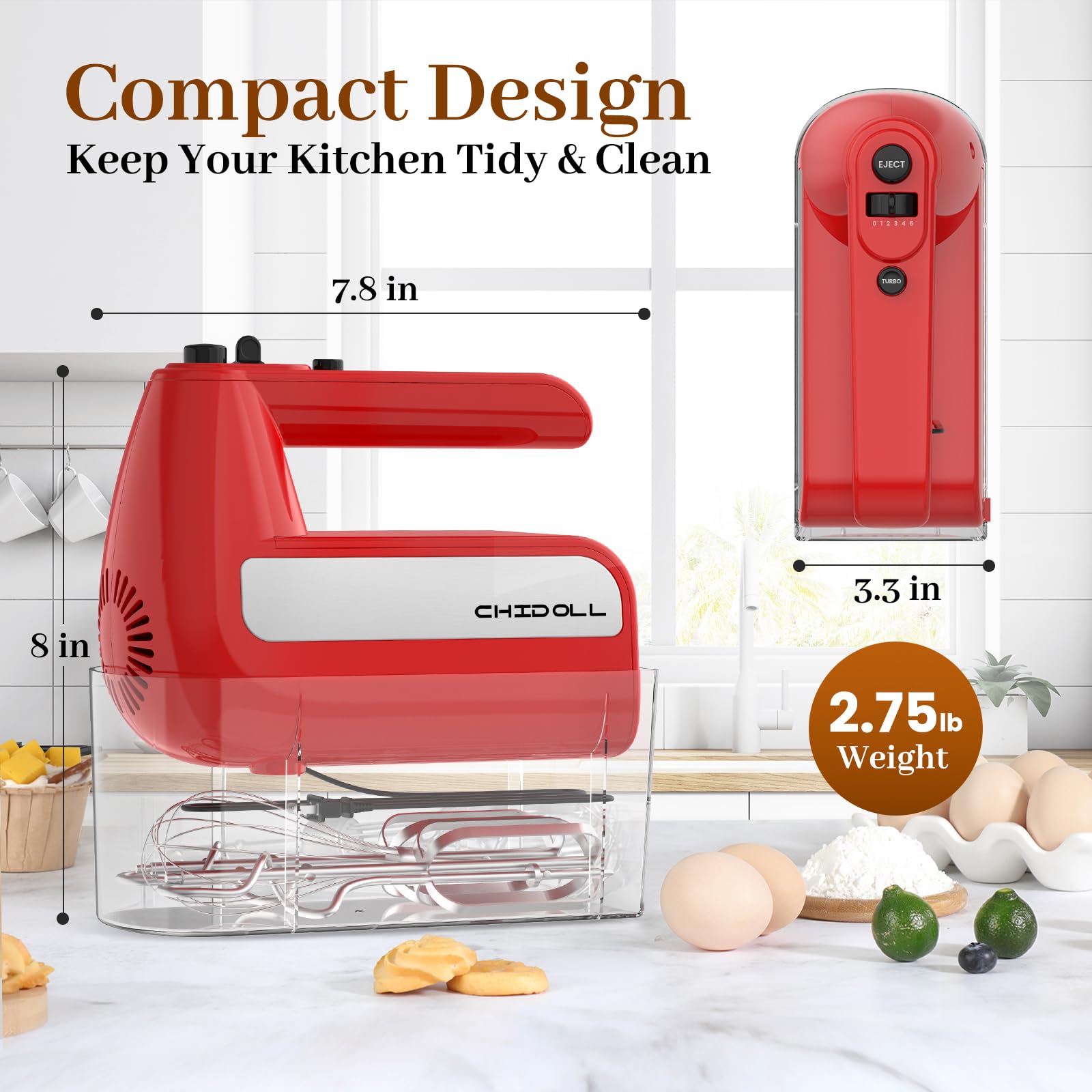 Diseño compacto de CHIDOLL para ahorrar espacio en la cocina.
