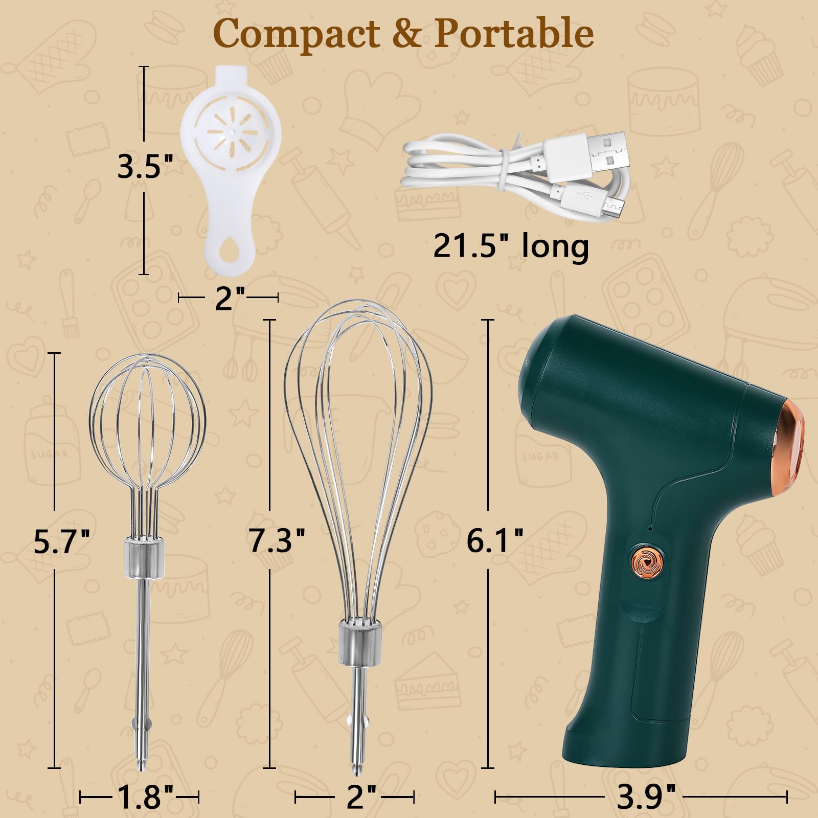 Chidoyii batidora de mano con accesorio separador de claras para recetas.