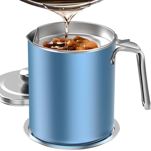 Chihee ahorrador de grasa de tocino en acero inoxidable con filtrado fino para cocina limpia