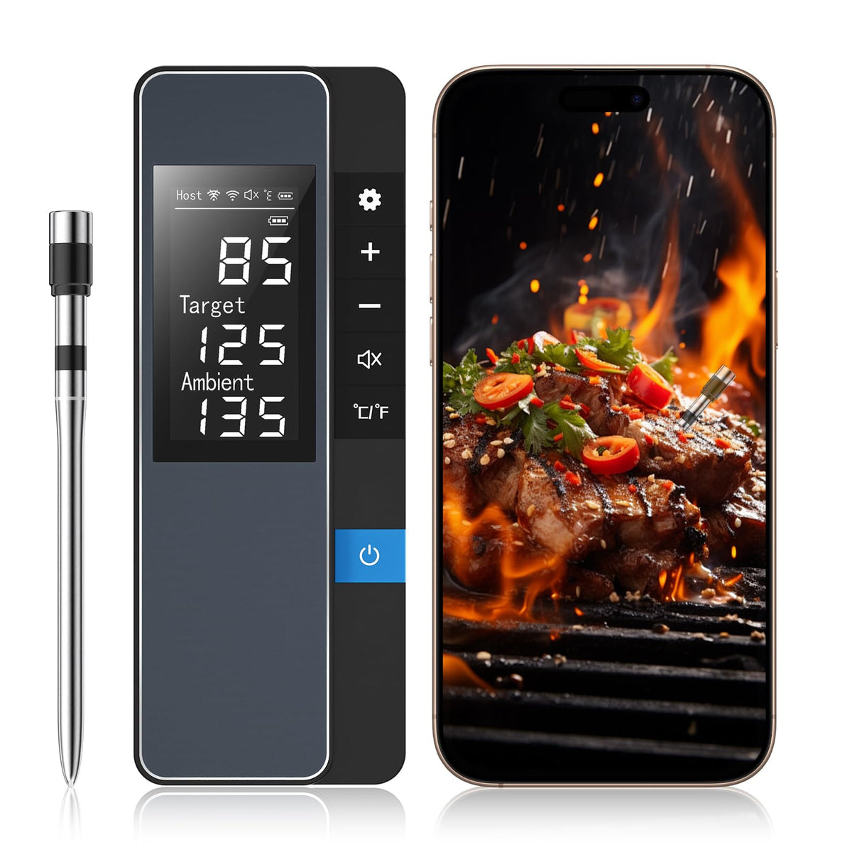 Chihod termómetro inalambrico muestra monitoreo en tiempo real para carne