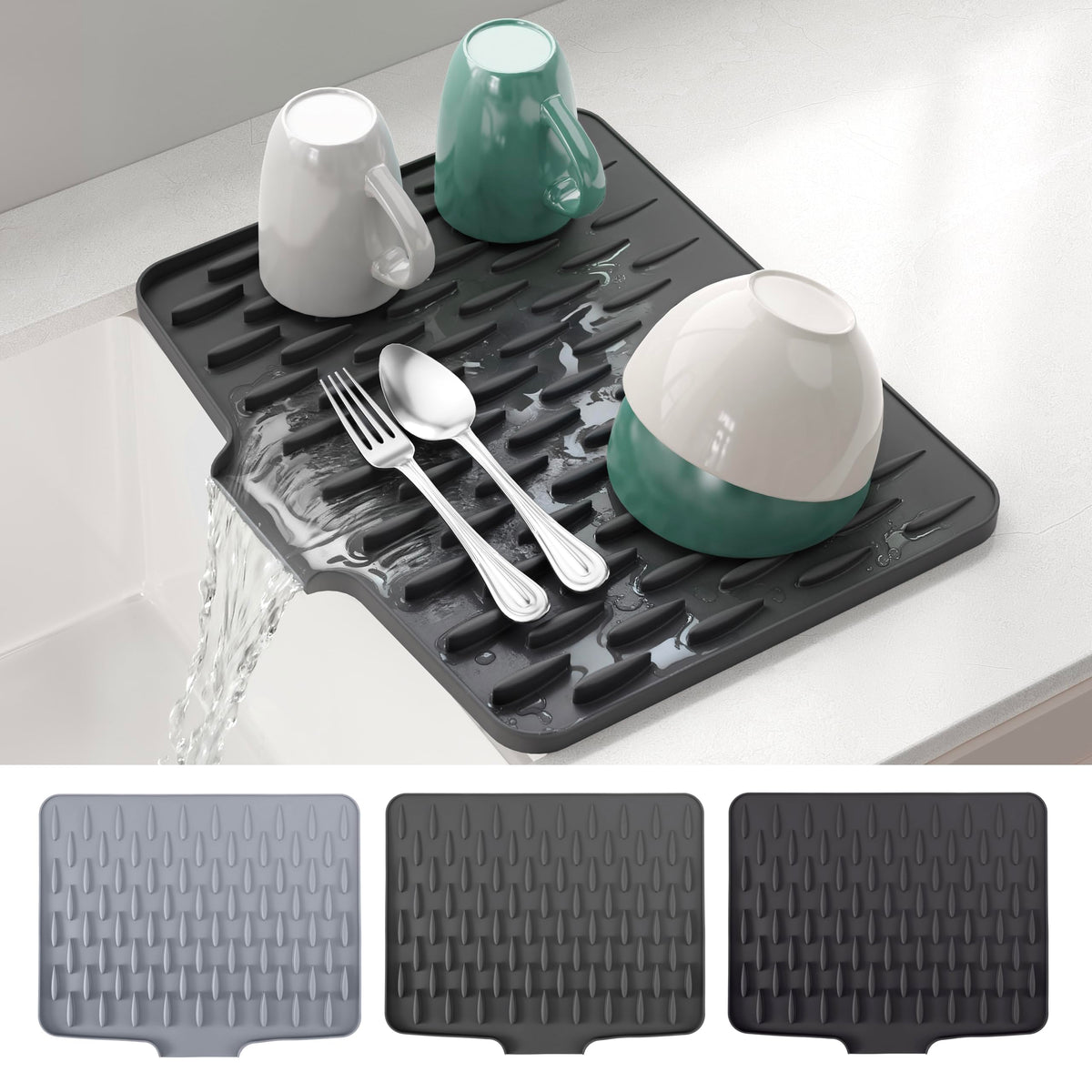 CHIKILLA almohadilla de secado de silicona para cocina, flexible y segura.