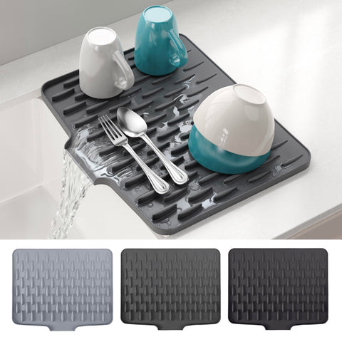 CHIKILLA almohadilla-secado-silicona para cocina, superficie suave para secar platos y utensilios