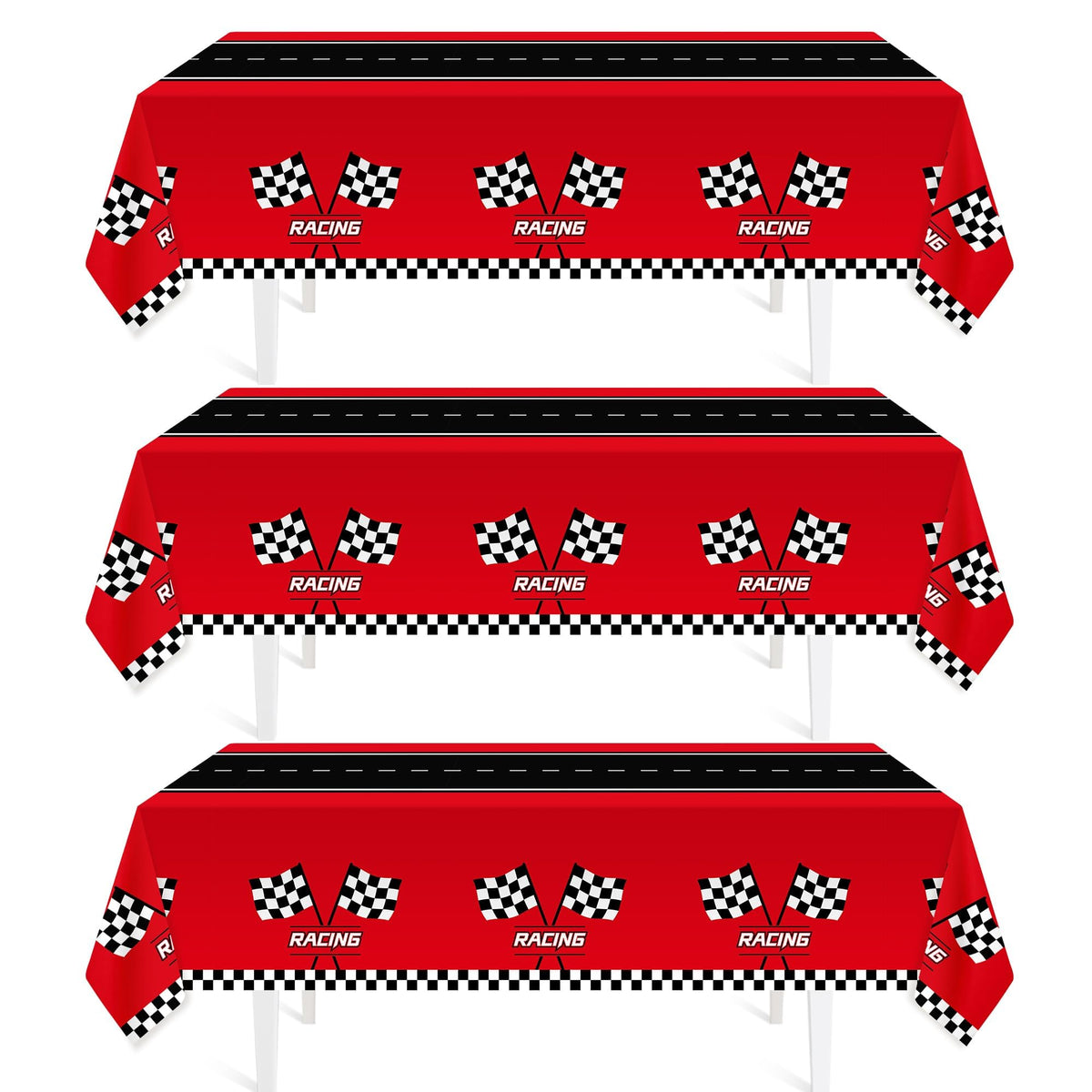 Mantel Childom para carreras con diseño a cuadros protege la mesa.