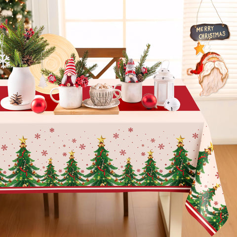 Mantel Childom navidad con adornos y bolas, para reuniones familiares.