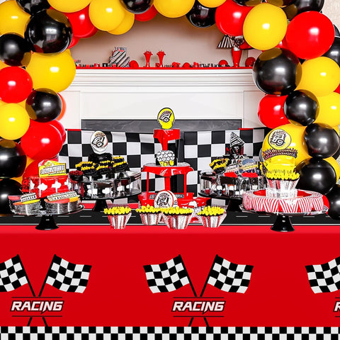 Mantel para fiestas de carreras de Childom crea ambiente festivo.