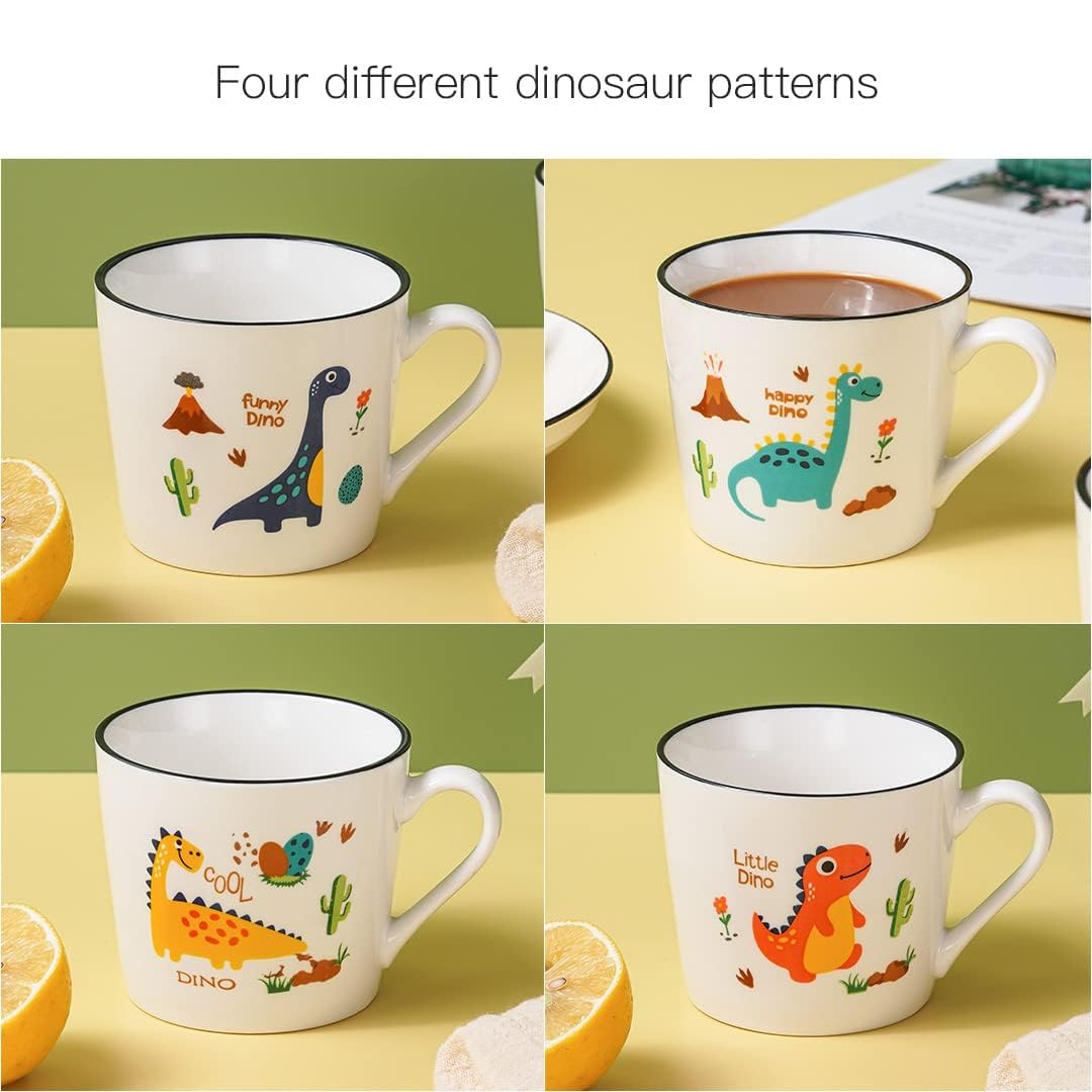 CHILDIKE jarras dinosaurio cerámica, juego de cuatro, perfecto para regalos y fiestas escolares
