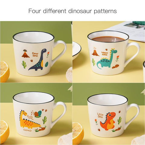 CHILDIKE jarras dinosaurio cerámica, juego de cuatro, perfecto para regalos y fiestas escolares