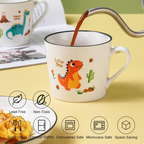CHILDIKE tazas dinosaurio cerámica, diseño divertido para niños y adolescentes