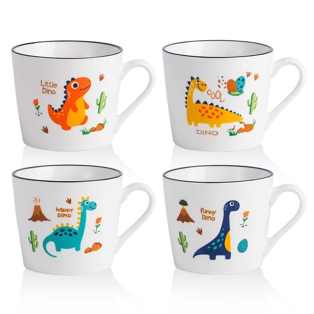 CHILDIKE jarras dinosaurio cerámica 13oz, mango ancho, ideales para manos pequeñas y bebidas templadas