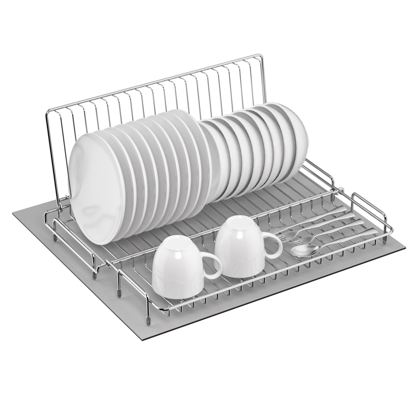 Escurridor de platos para encimera con mat de secado rápido de chilinii