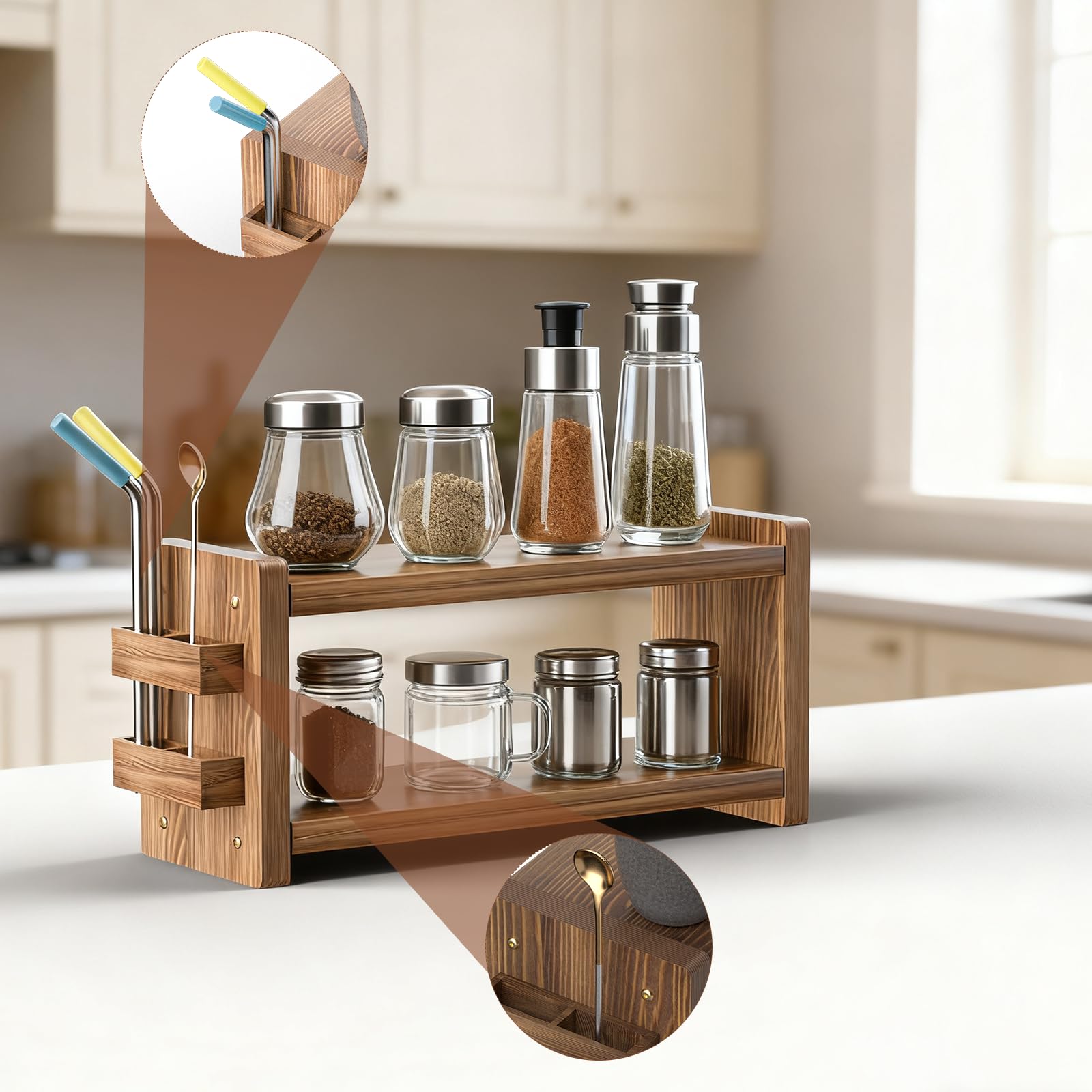Estantería para café y té en madera, estilo rústico moderno