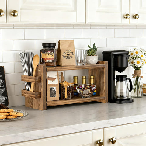 Organizador de encimera chilinii con soporte para pajitas y cápsulas de café
