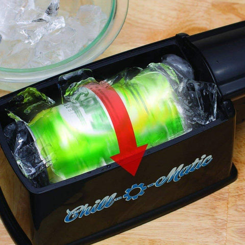Chill-O-Matic dispositivo portátil y compacto para enfriar bebidas al aire libre.
