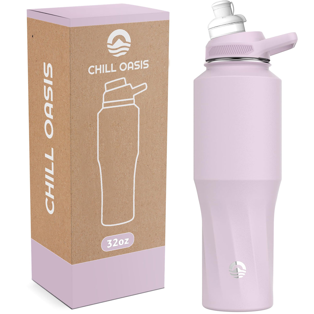 Botella Chill Oasis en tono lavanda 32 oz mantiene la bebida fría por horas