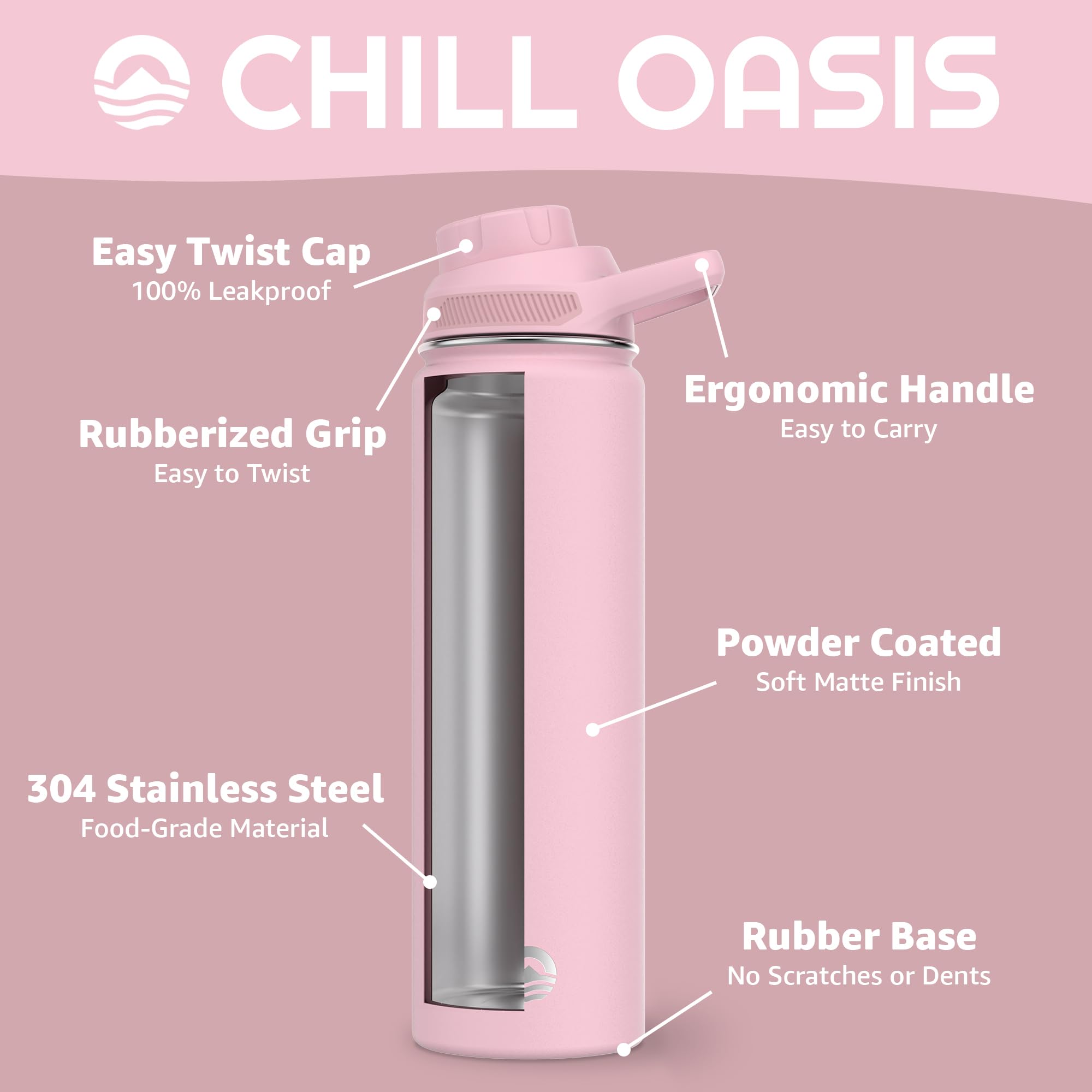 Chill Oasis tapa compatible con botellas boca ancha de 6 cm.