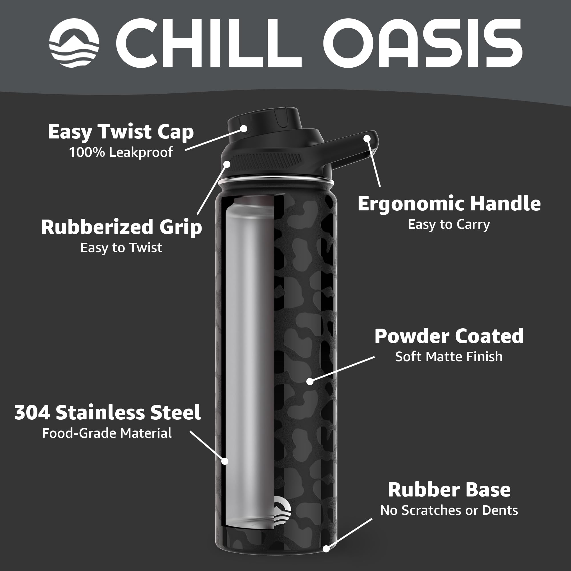 Sello de silicona a prueba de fugas evita derrames con la Chill Oasis.