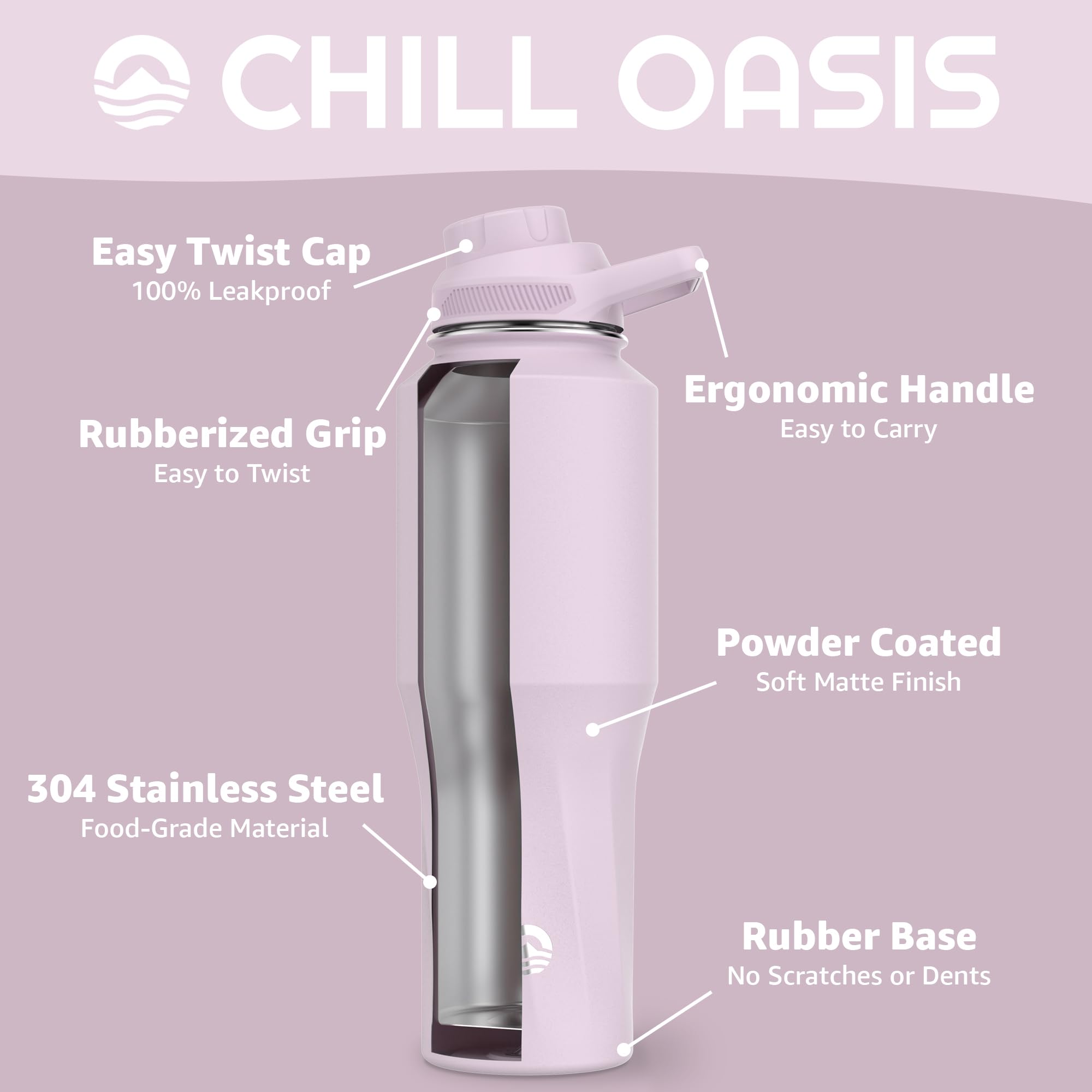 Sello de silicona Chill Oasis evita fugas, perfecto para gimnasio o viaje