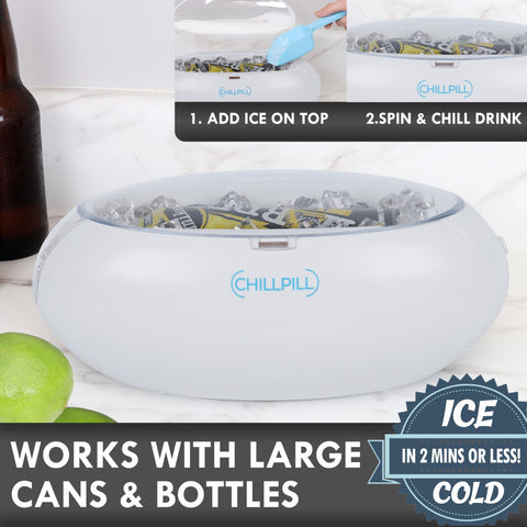 CHILLPILL enfriador para latas de 12 onzas, bebidas listas.