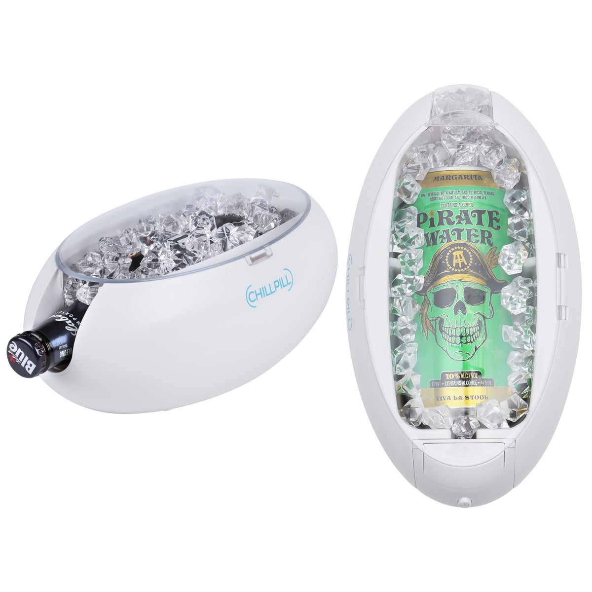 CHILLPILL enfriador rápido para bebidas en latas de 12 a 16 onzas.