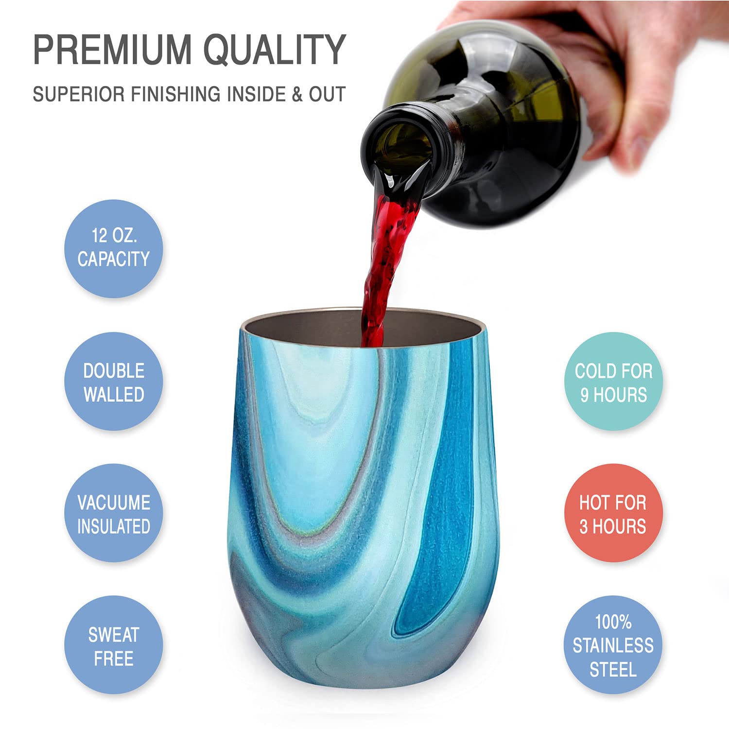 CHILLOUT LIFE: juego de dos vasos de vino 12oz en mesa, ideal para compartir al aire libre.