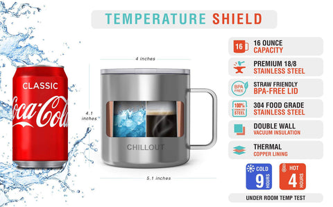 CHILLOUT LIFE taza cafe doble pared con interior de cobre mantiene temperatura.