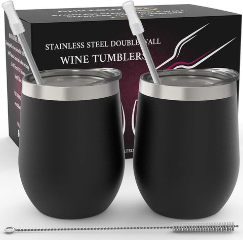 CHILLOUT LIFE, vaso de vino de acero inoxidable de 12 oz con diseño duradero