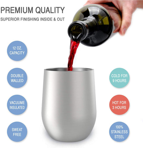 CHILLOUT LIFE vaso vino 12oz con tapa mantiene bebidas seguras y sin derrames