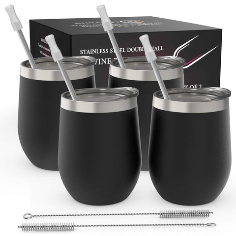 CHILLOUT LIFE vaso vino acero inoxidable 12 oz, conjunto de 4, ideal para picnic