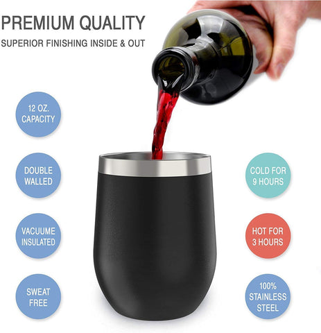 CHILLOUT LIFE vaso vino acero inoxidable con doble pared, mantiene bebidas frías