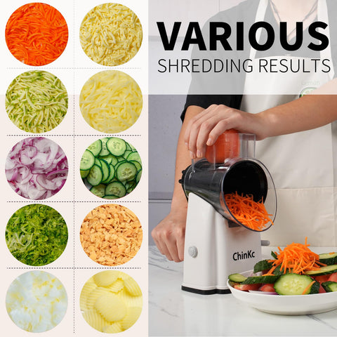 ChinKc rallador rotativo para frutas en rebanadas uniformes.