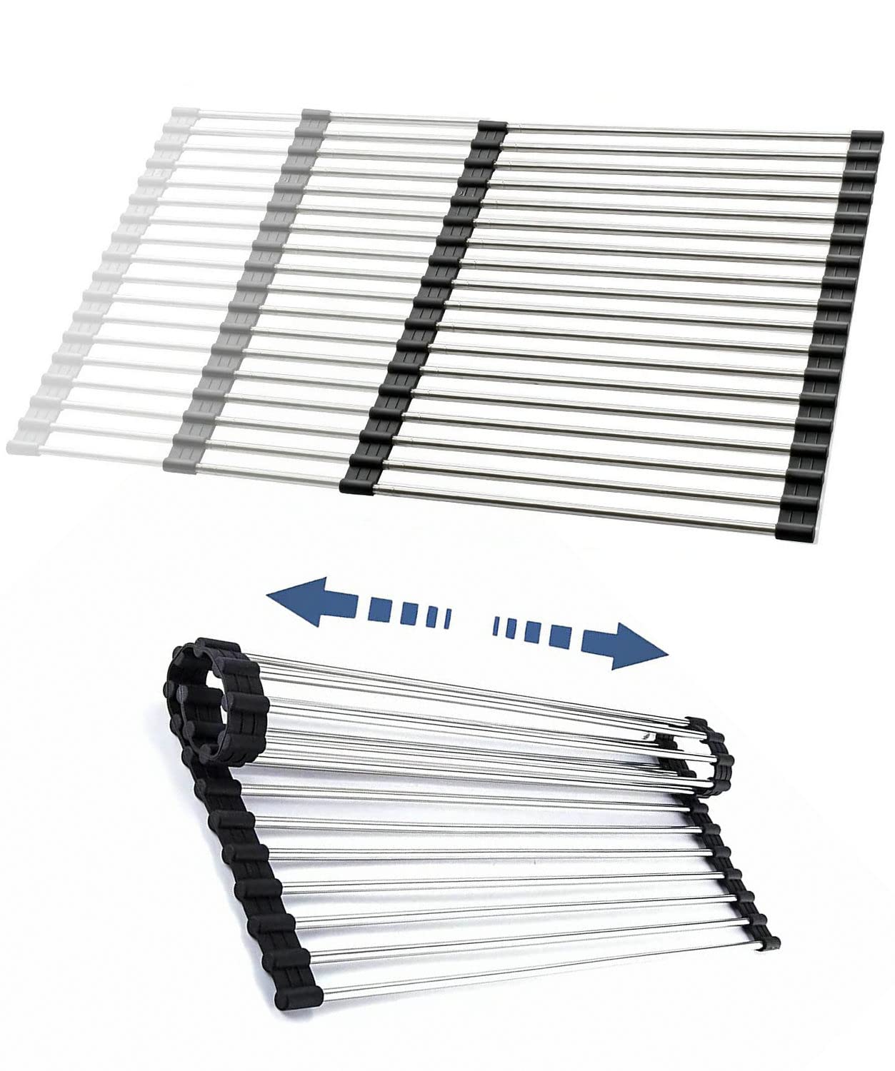 CHIRISEN estante enrollable para secado de platos, ideal para ahorrar espacio en la cocina.