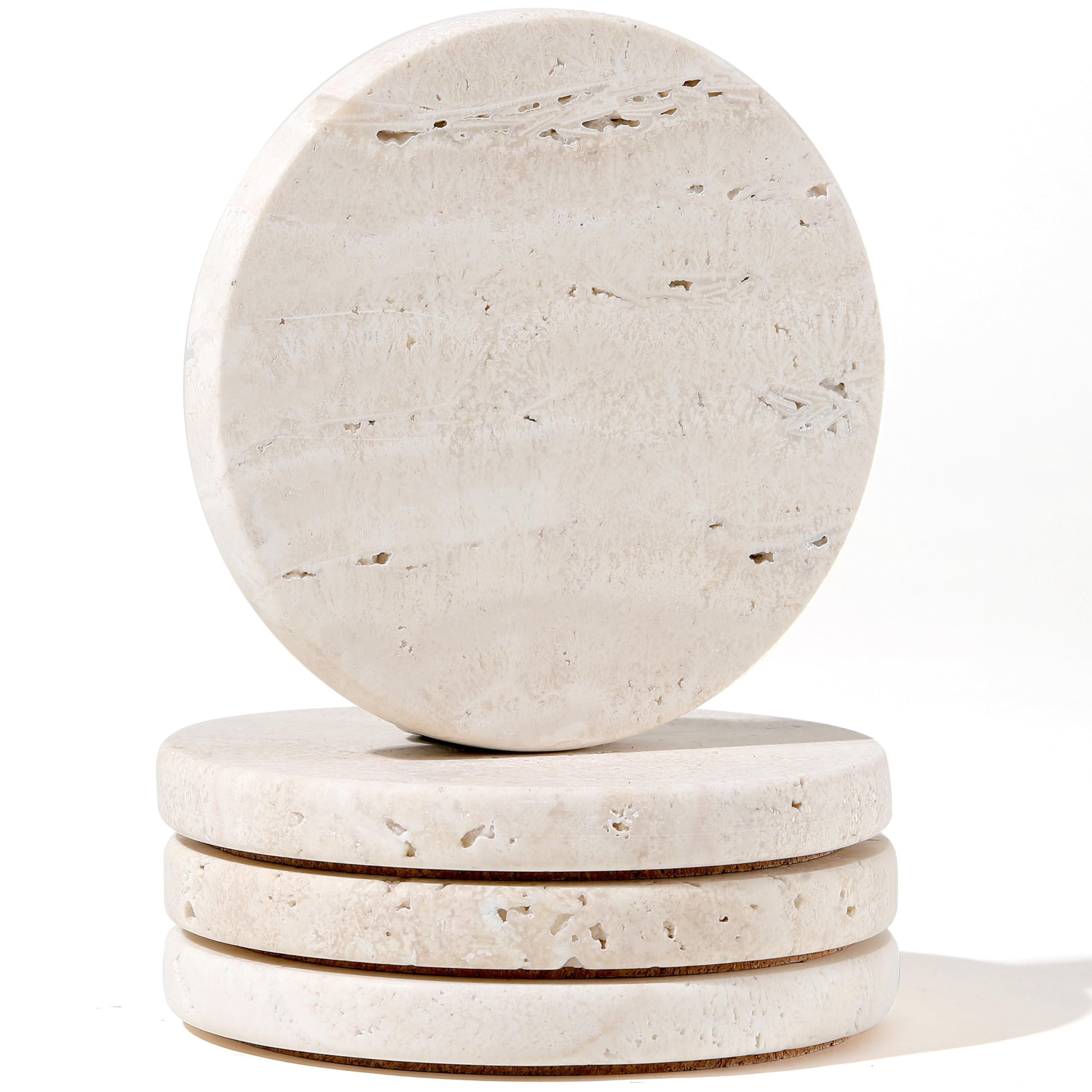 CHISELED ST DF SK posavasos travertino blanco, absorben humedad para proteger muebles.