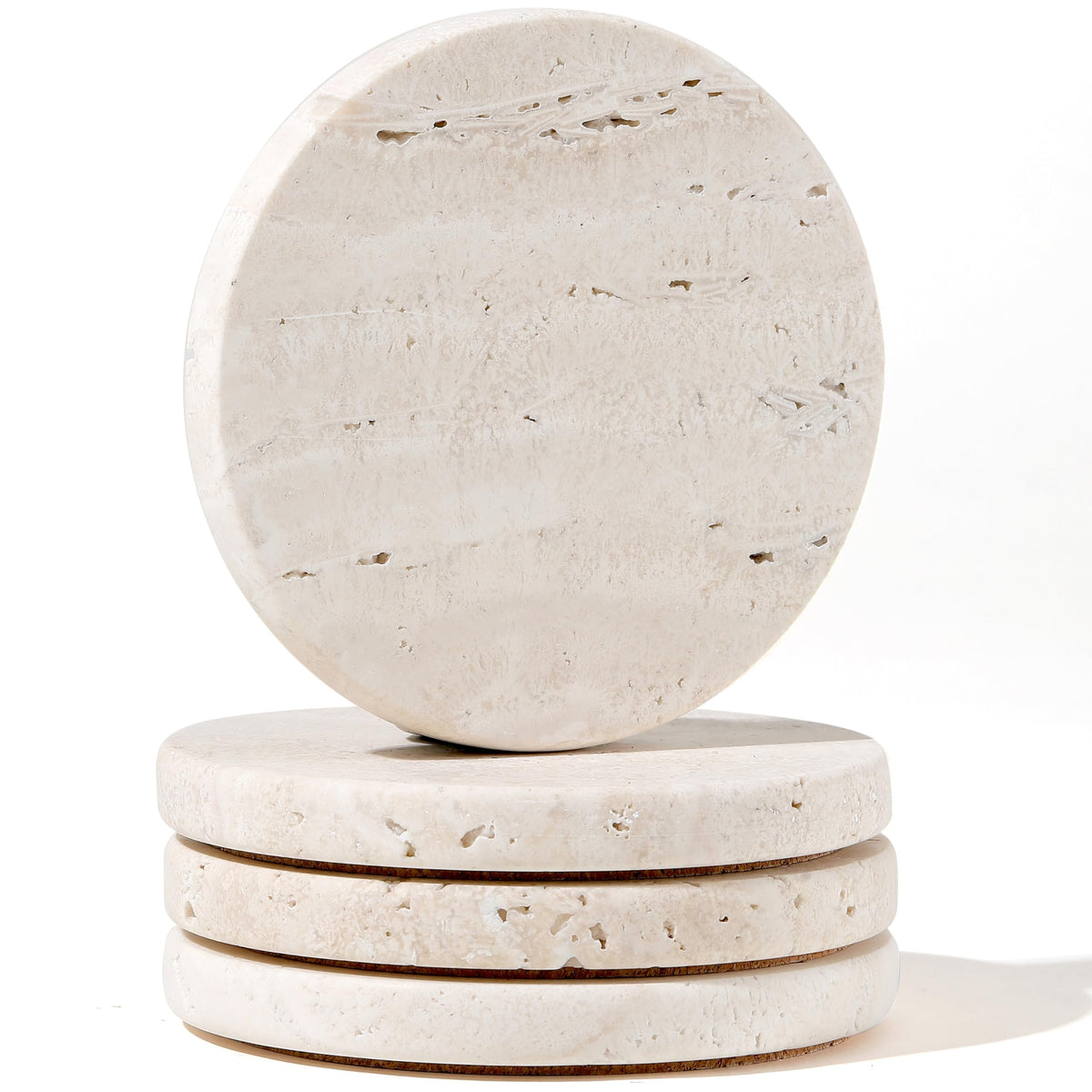 CHISELED ST DF SK posavasos travertino blanco, absorben humedad para proteger muebles.
