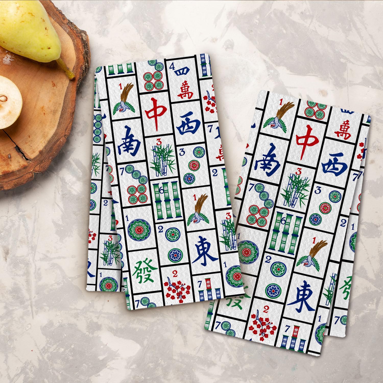 Paños decorativos para cocina y comedor, estilo mahjong.