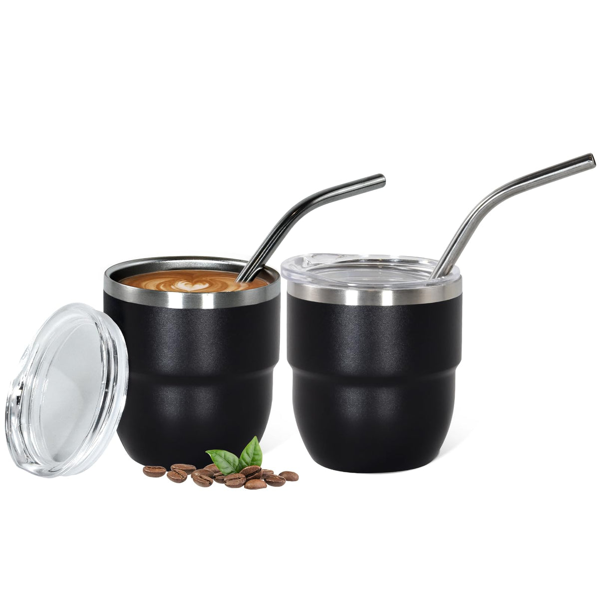Vaso CHLJAR para café expreso de 4oz apilable con tapa.