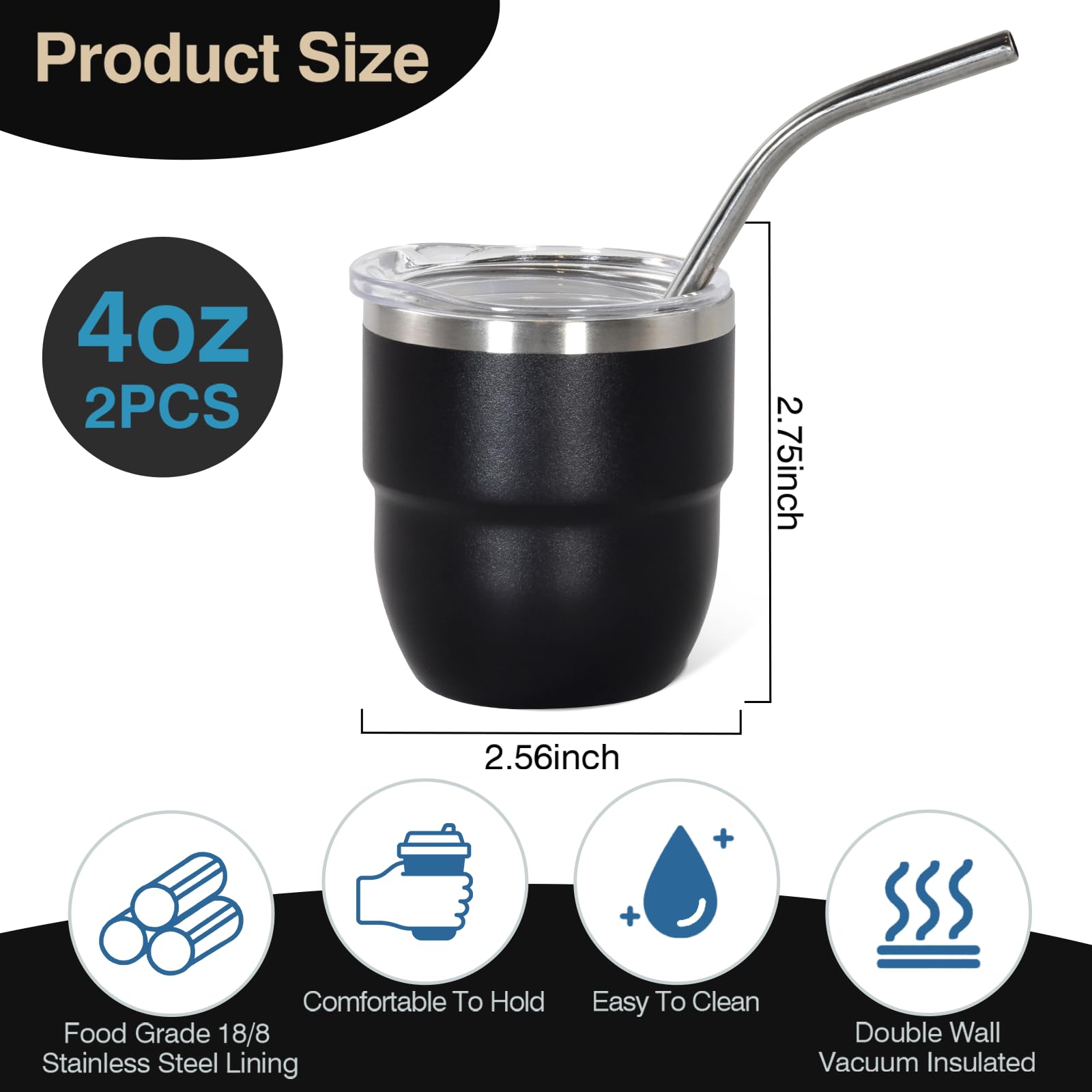 Vaso CHLJAR de doble pared para café expreso, acero inoxidable.