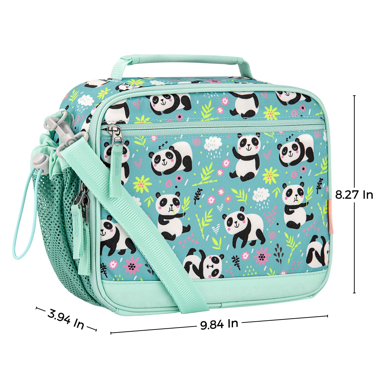 Bolsa de almuerzo Choco Mocha con panda para niña, turquesa, ideal para uso diario.