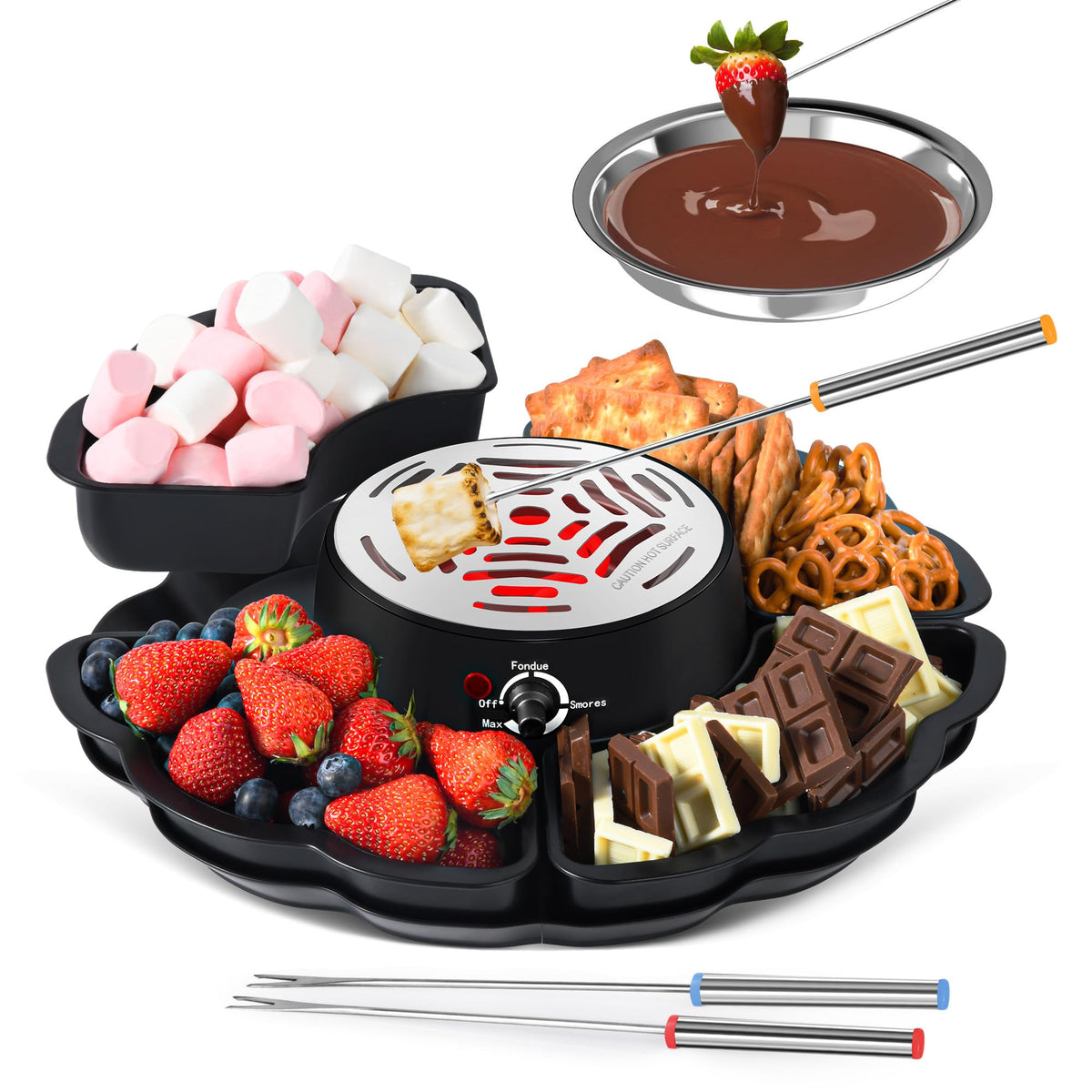 CHOCOSMORE smores-maker-dos-en-uno en mesa para meriendas divertidas