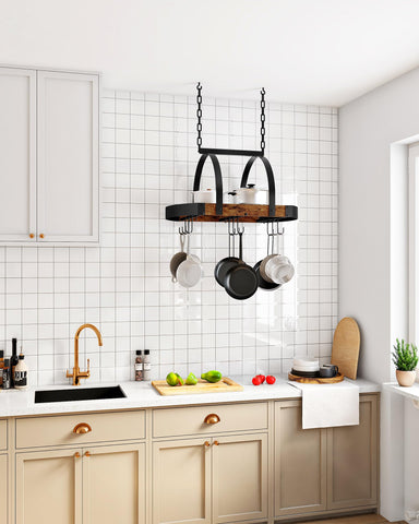 CHOEZON colgador de ollas techo en color marrón rústico para cocina