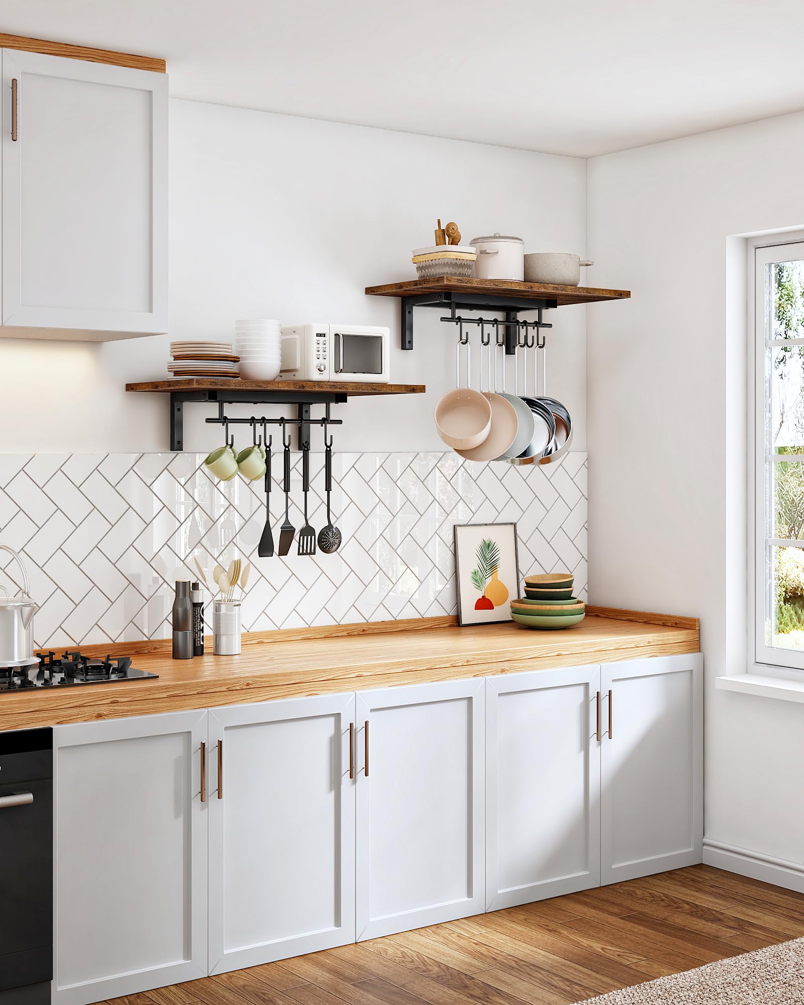 CHOEZON paneles rustico negro: estilo vintage-industrial que realza la cocina.