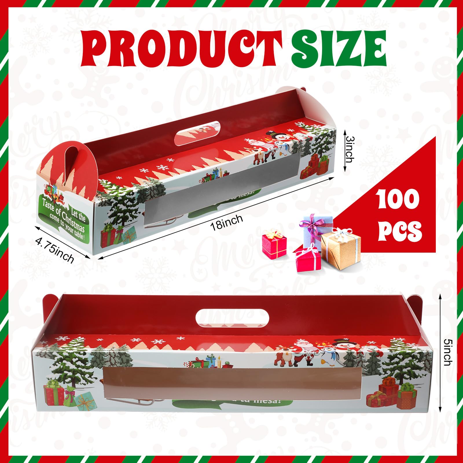 Cholemy caja navideña con asa resistente para transportar pan horneado