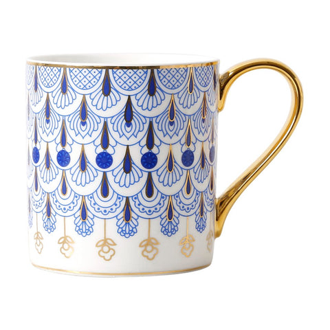 CHOOLD taza porcelana azul floral con asa dorada, ideal para café elegante