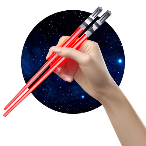 ChopSabers palillos iluminados con sable de luz rojo, útiles para fiestas divertidas